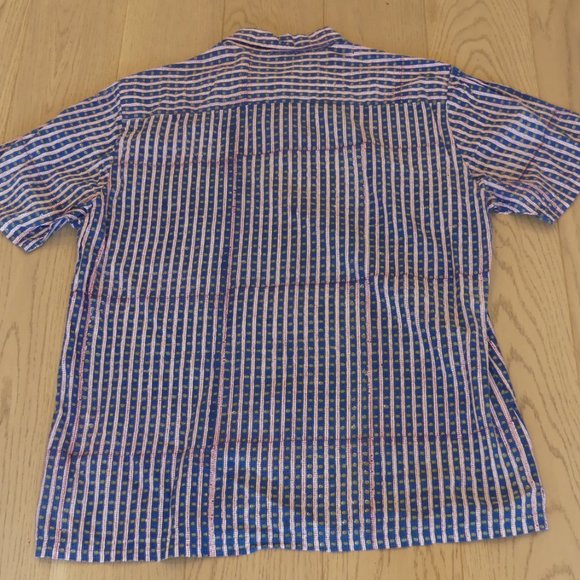 Anokhi Horizontal Striped & Polka Dot Medium Short Sleeve Button Down Shirt - Picture 6 of 6
